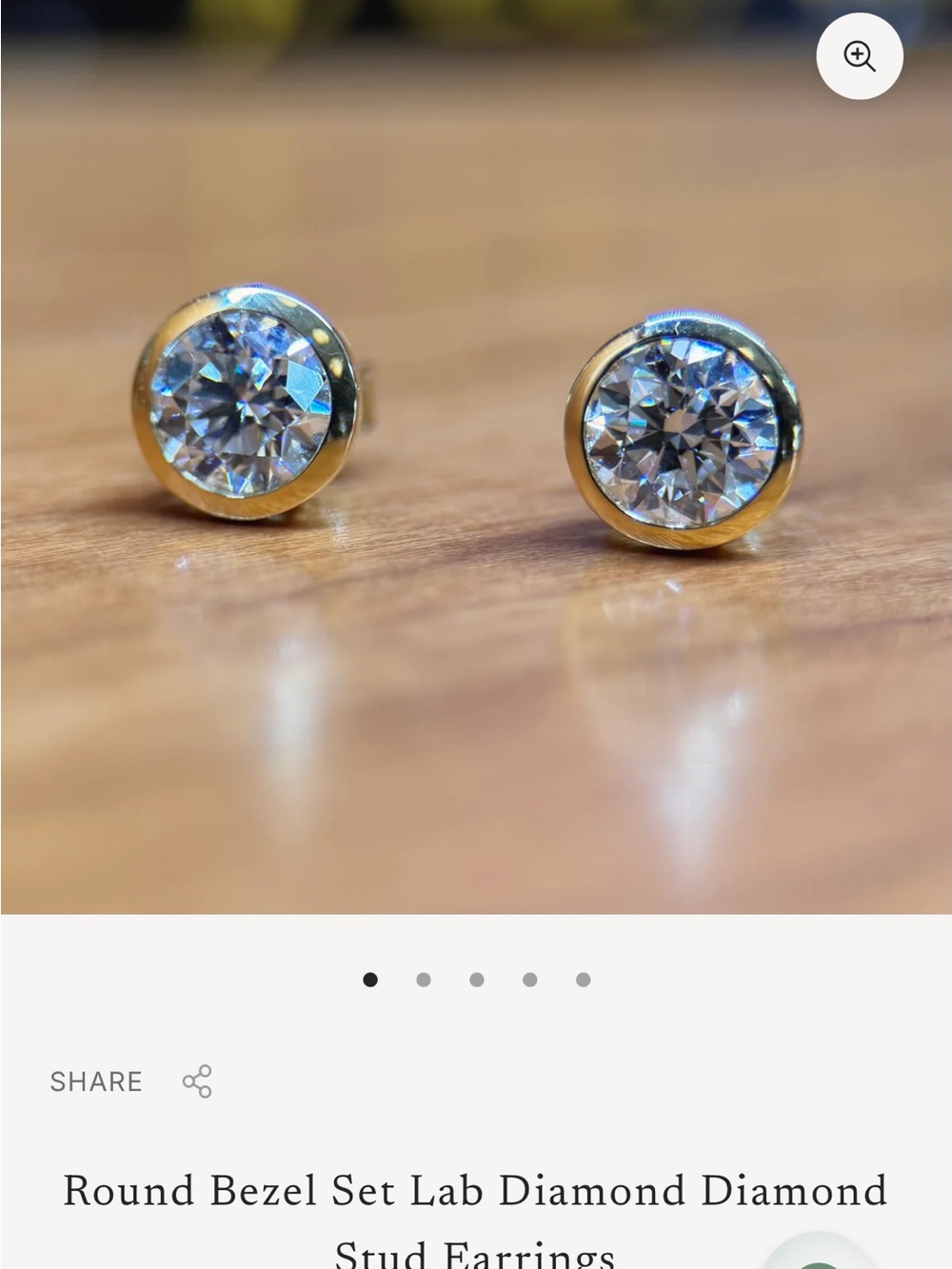Round Bezel Set Lab Diamond Stud Earrings - Gold -1 total carat weight